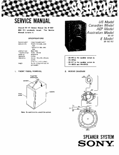 SONY SS-H7 SONY SS-H5, H7
SPEAKER SYSTEM.
SERVICE MANUAL
PART#(9-955-762-11)